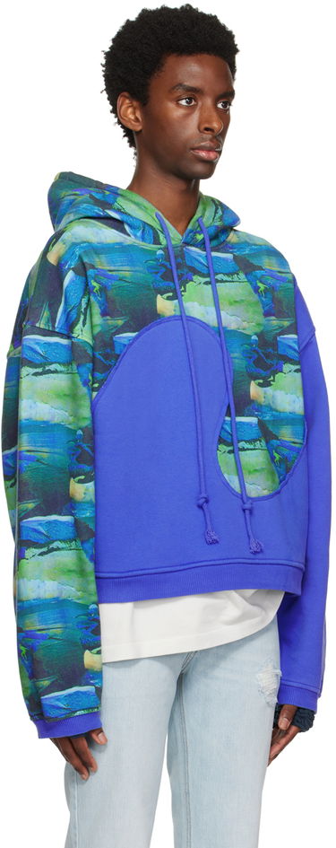 Mikina ERL Paneled Graphic Hoodie Modrá | ERL06T038, 3