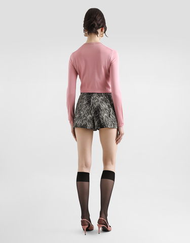 Sveter Dolce & Gabbana Dolce & Gabbana Silk Cropped Sweater with 3D Flower Ružová | FXX12ZJBSKYF0473, 2