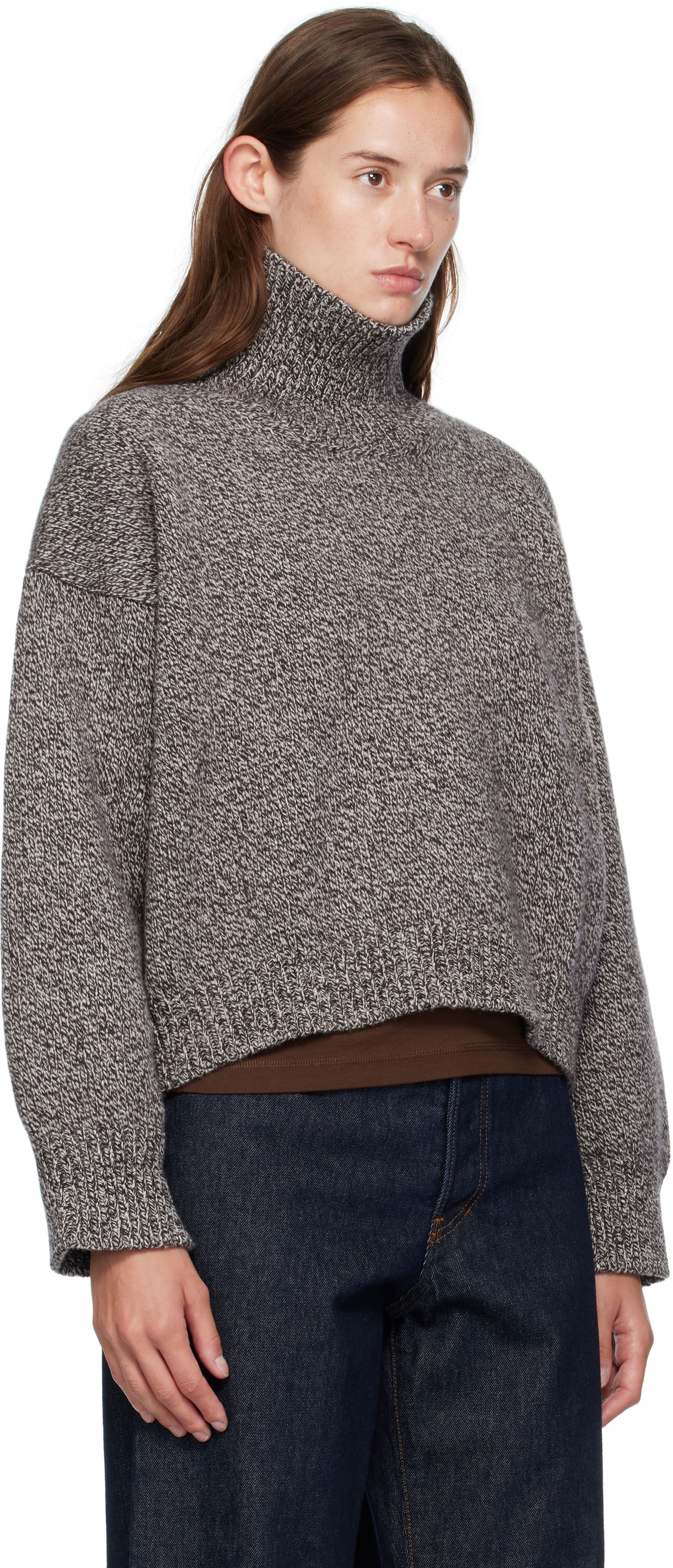 Sveter &Daughter &Daughter Caragh Chunky Crop Turtleneck Sweater Šedá | HKN03934, 1