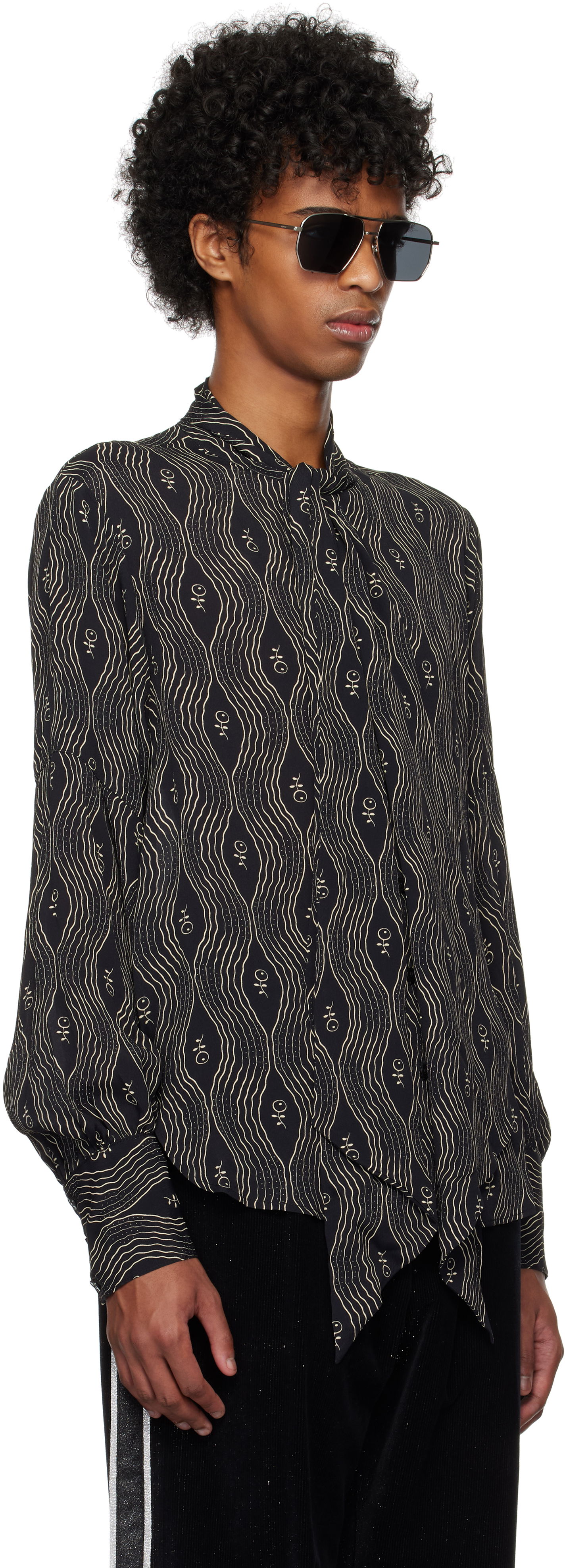 Košeľa Anna Sui Anna Sui Printed Tie-Neck Shirt Čierna | M1025B22, 1