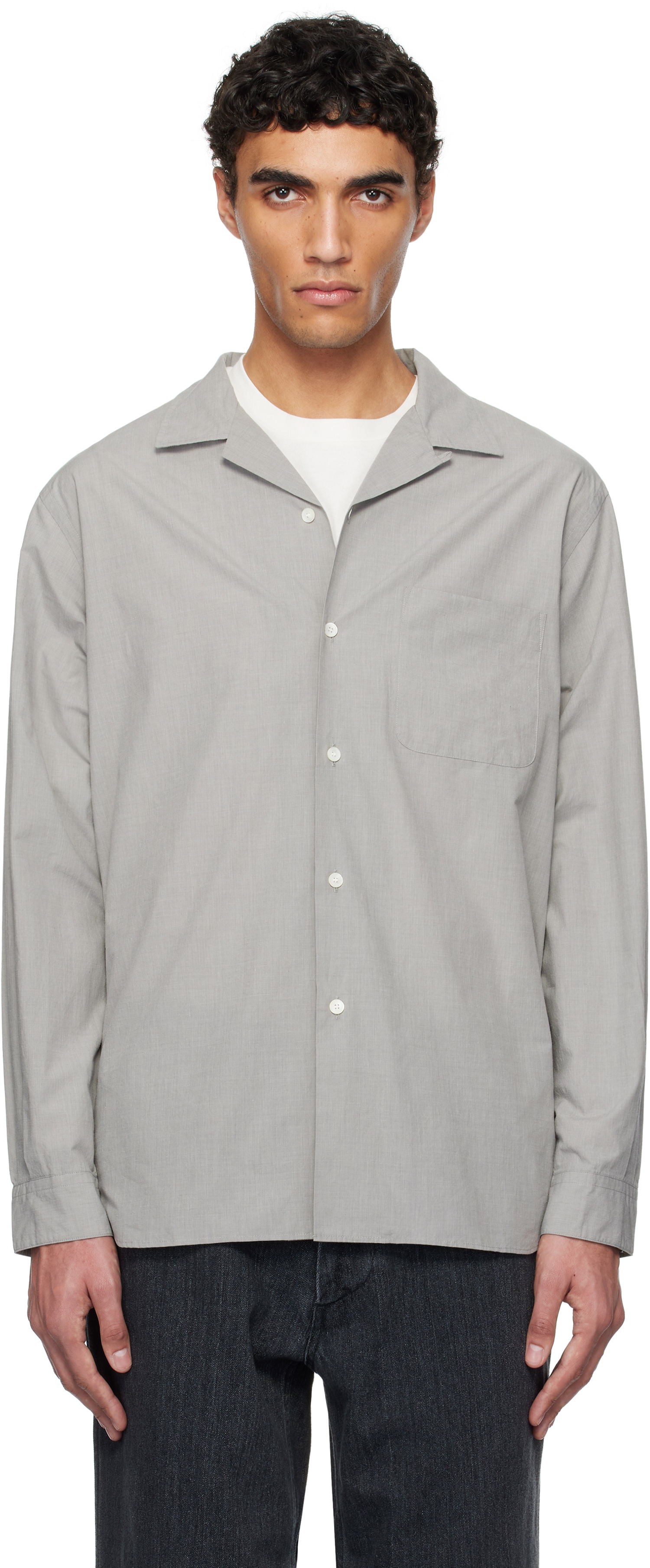 Košeľa NANAMICA nanamica Open Collar End-on-End Shirt Šedá | S25SG063U, 0