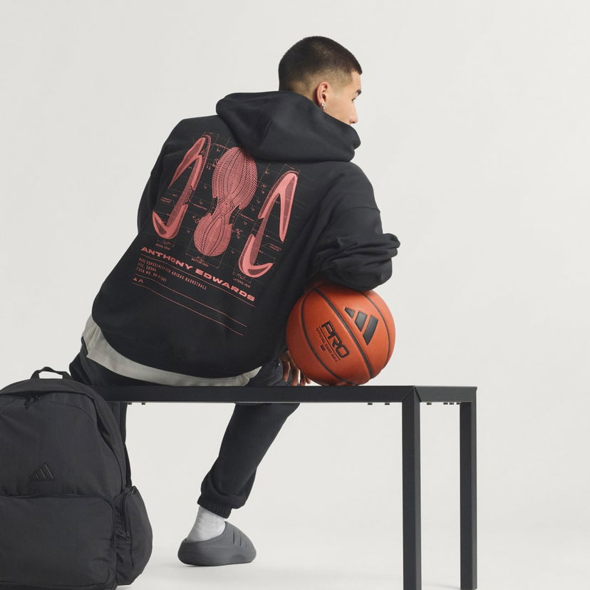 Mikina adidas Performance Hoodie Anthony Edwards Schematic Čierna | JM2675