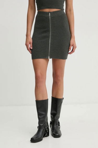 Sukňa Nanushka Textured Mini Skirt with Front Zip Zelené | NW24PFSK23494, 0