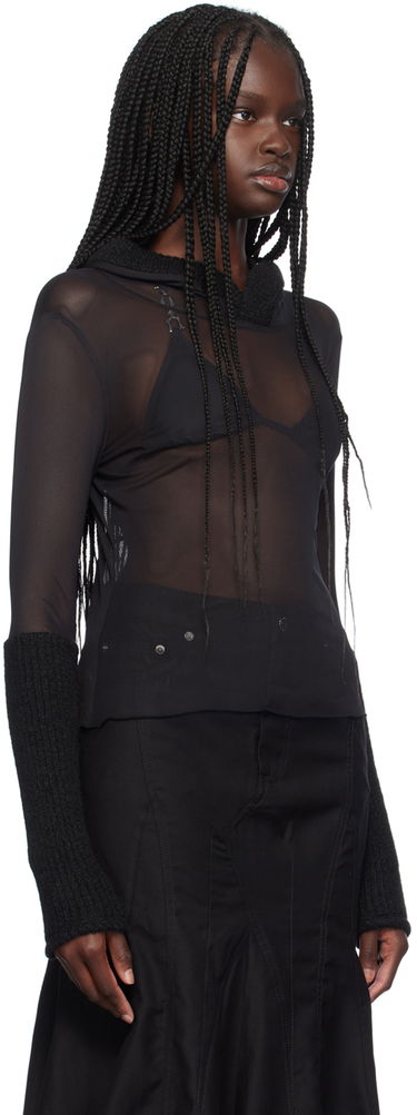 Sveter Miaou Miaou Mari Sheer Mesh Hoodie Čierna | 8105PM2BLK, 1