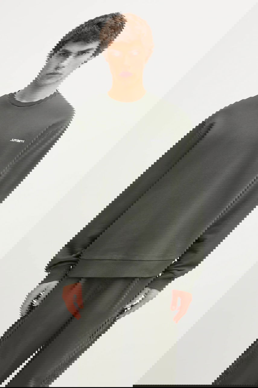 Mikina Carhartt WIP Cotton Plain Script Embroidery Sweatshirt Zelené | I034496.3CDXX, 0