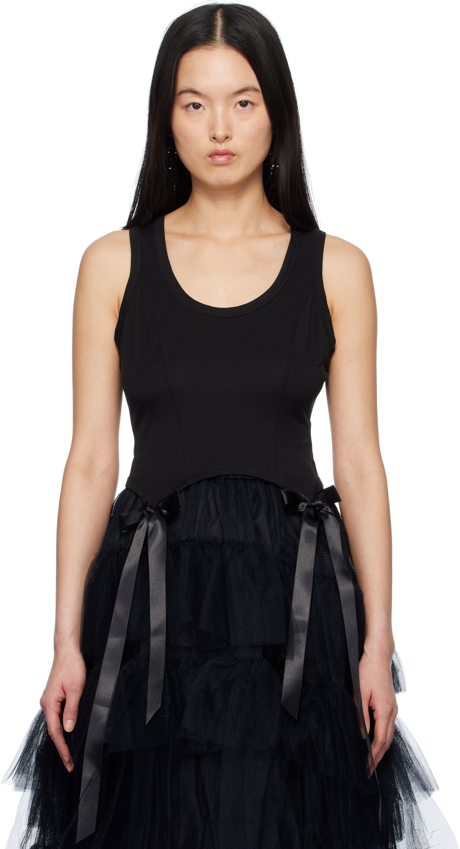 Tielko Simone Rocha Simone Rocha Bow Tail Tank Top Čierna | 5222 0571, 0