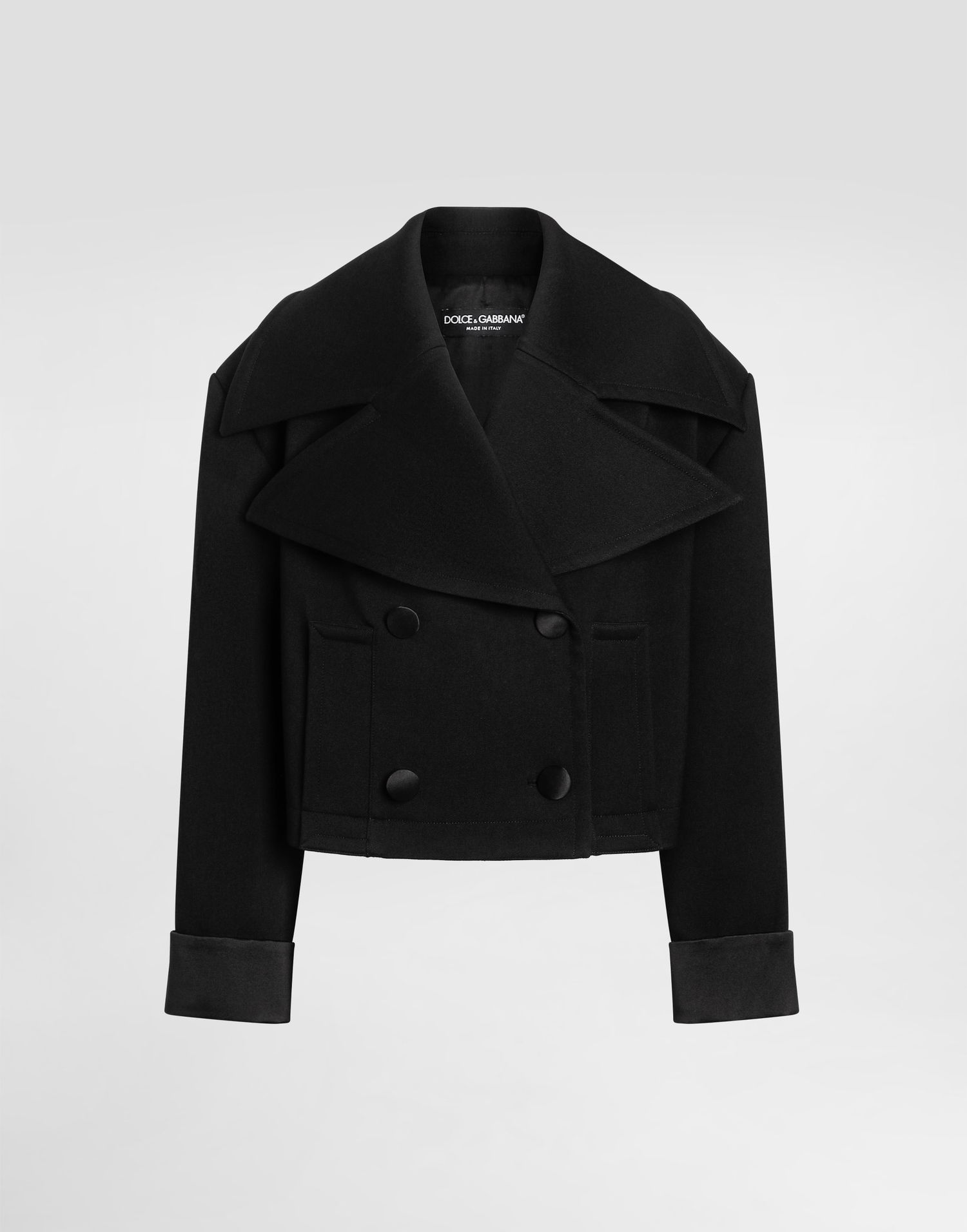 Bunda Dolce & Gabbana Dolce & Gabbana Double-breasted Wool Cropped Jacket Čierna | F9S67TFUBGEN0000, 0