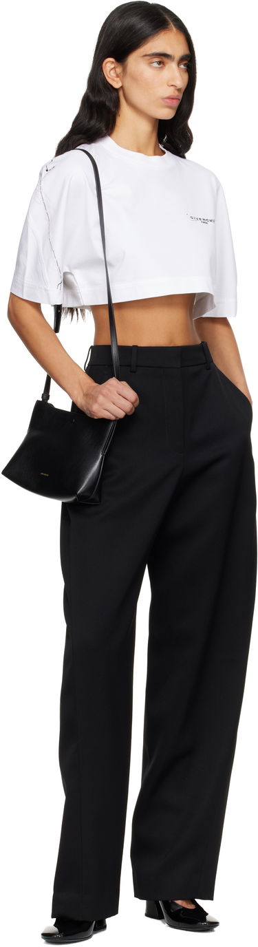 Crop Top Givenchy Cropped Cocoon T-shirt Biela | BW70FKP75M100, 3