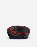 Dolce & Gabbana Tartan Beret with Logo Buttons