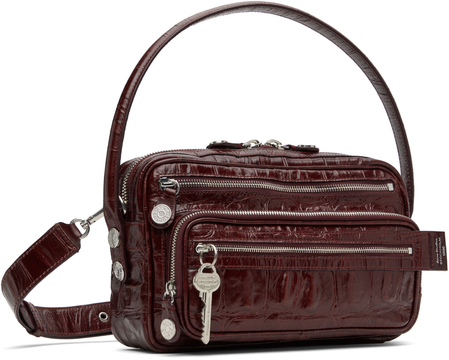 Taška cez rameno Acne Studios Acne Studios Camero Party Croc-Embossed Leather Shoulder Bag Hnedá | A10447-, 1