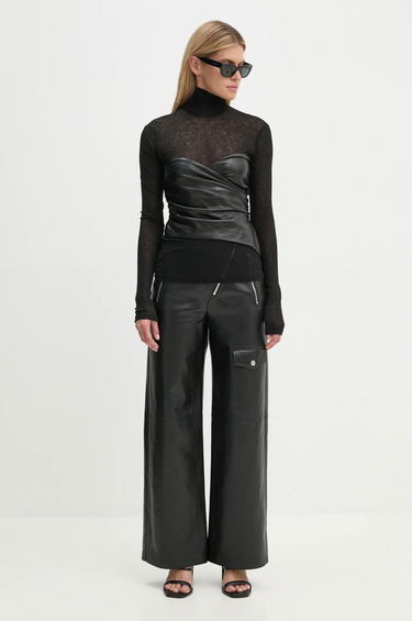 Nohavice Nanushka Leather Pants With Asymmetrical Zipper Čierna | NW24FWPA45300, 1