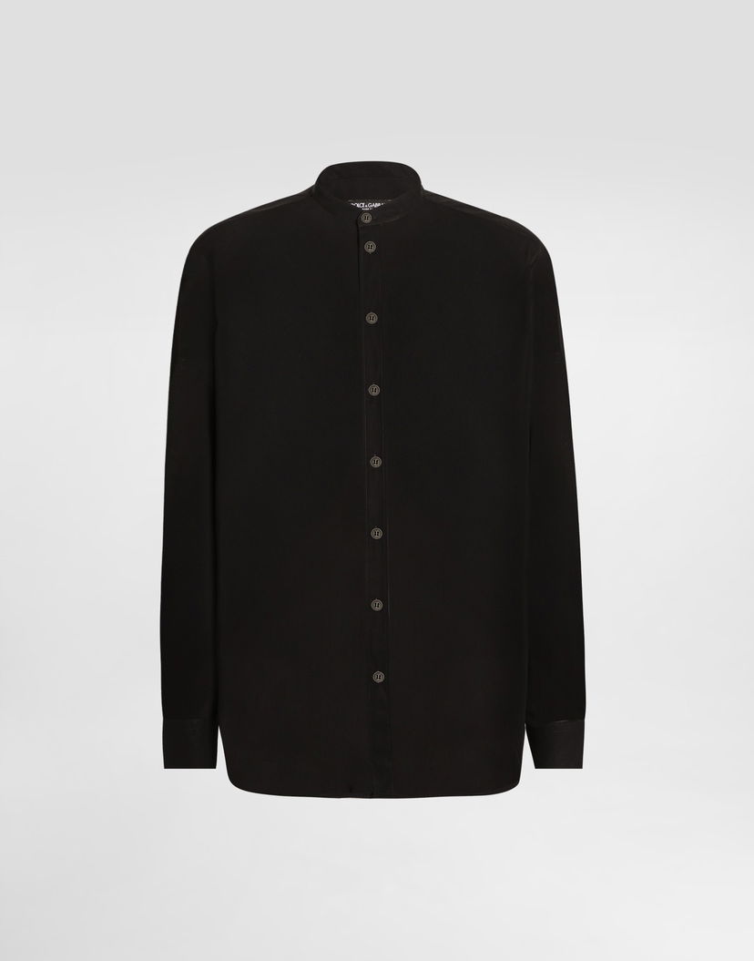 Košeľa Dolce & Gabbana Dolce & Gabbana Mandarin Collar Canvas Shirt Čierna | G5HR1TFU5X4N0000