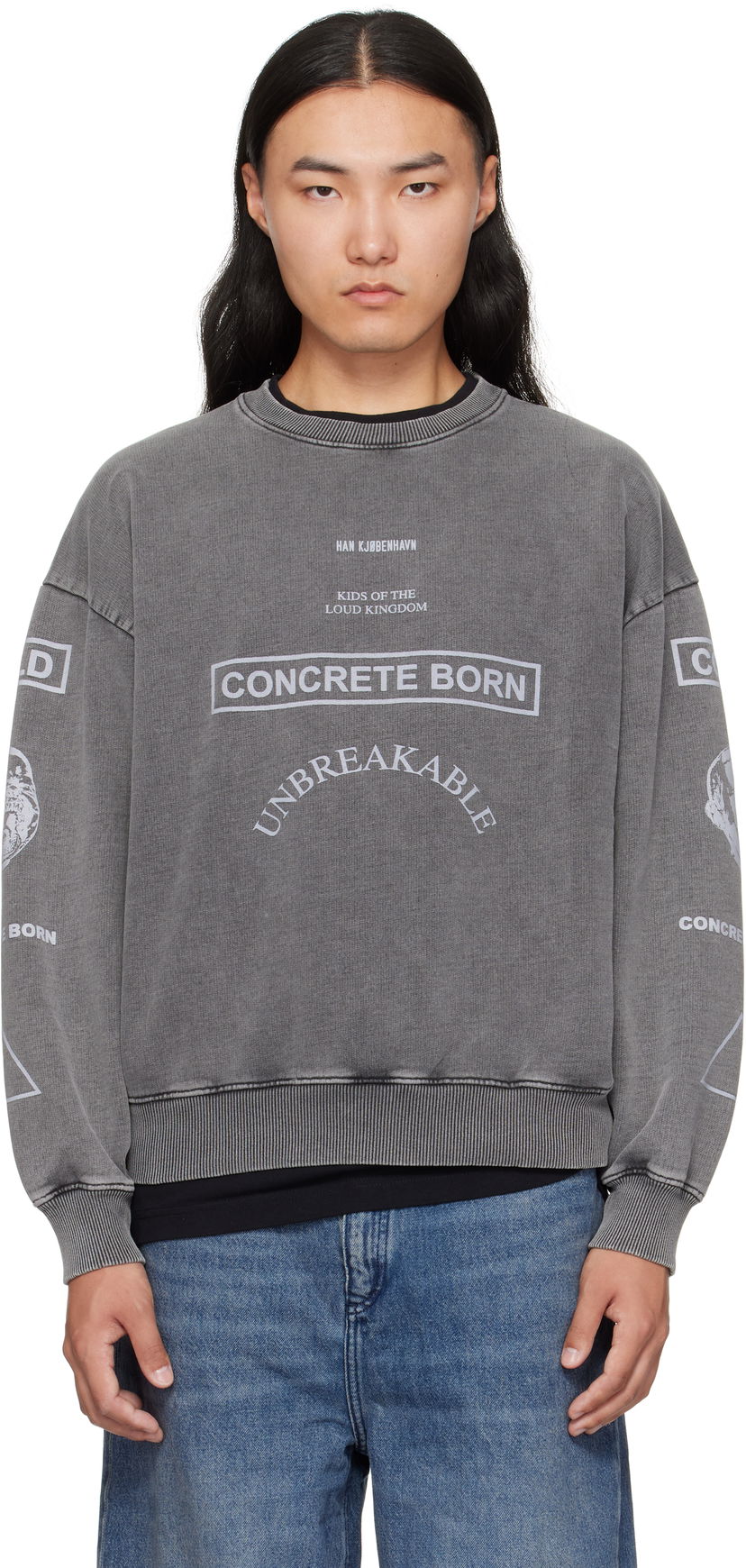 Mikina Han Kjøbenhavn Han Kjobenhavn Graphic Printed Crewneck Sweatshirt Šedá | M-134728