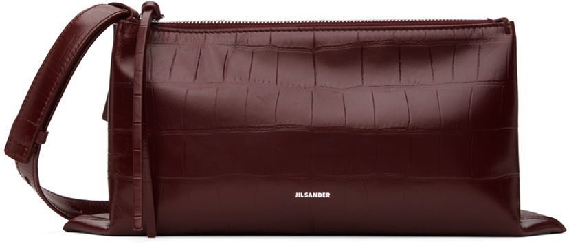 Kabelka Jil Sander Empire Small Croc-Effect Leather Shoulder Bag Červená | J07WD0051_P7098