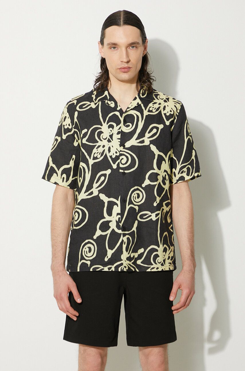 Košeľa Samsoe Samsoe Samsoe Samsoe Regular Fit Floral Print Linen Shirt Čierna | M23200085, 0