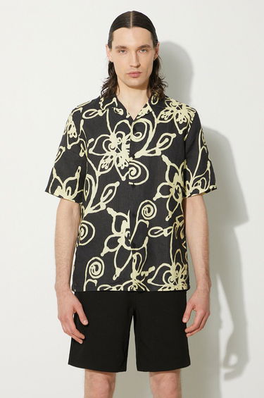 Košeľa Samsoe Samsoe Samsoe Samsoe Regular Fit Floral Print Linen Shirt Čierna | M23200085, 0