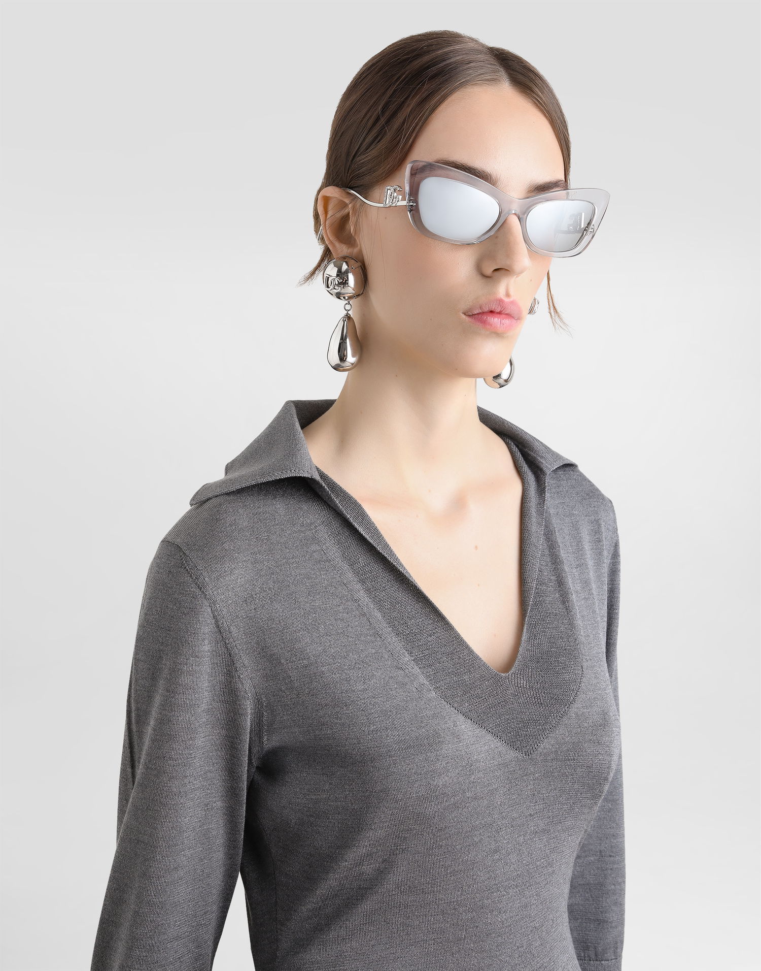 Slnečné okuliare Dolce & Gabbana Dolce & Gabbana DG Crystal Cat-Eye Sunglasses Šedá | VG4467VP16G9V000, 1