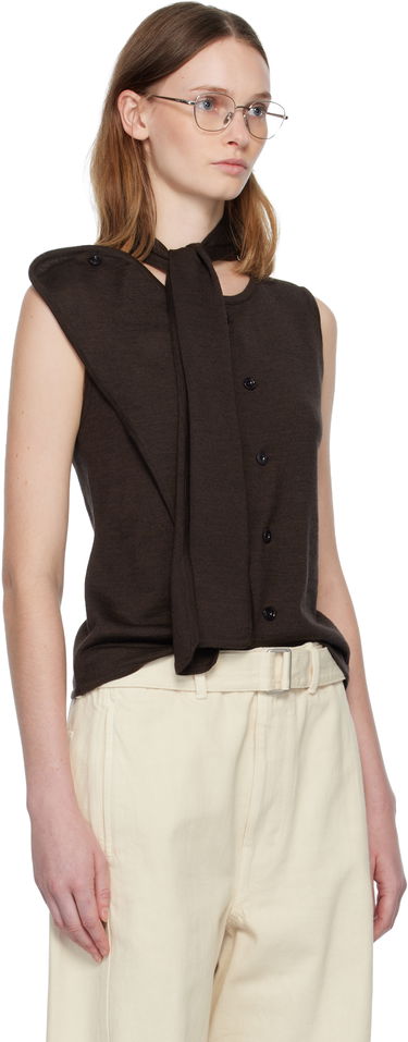 Sveter LEMAIRE Asymmetrical Sleeveless Cardigan Hnedá | TO1485 LK087, 1