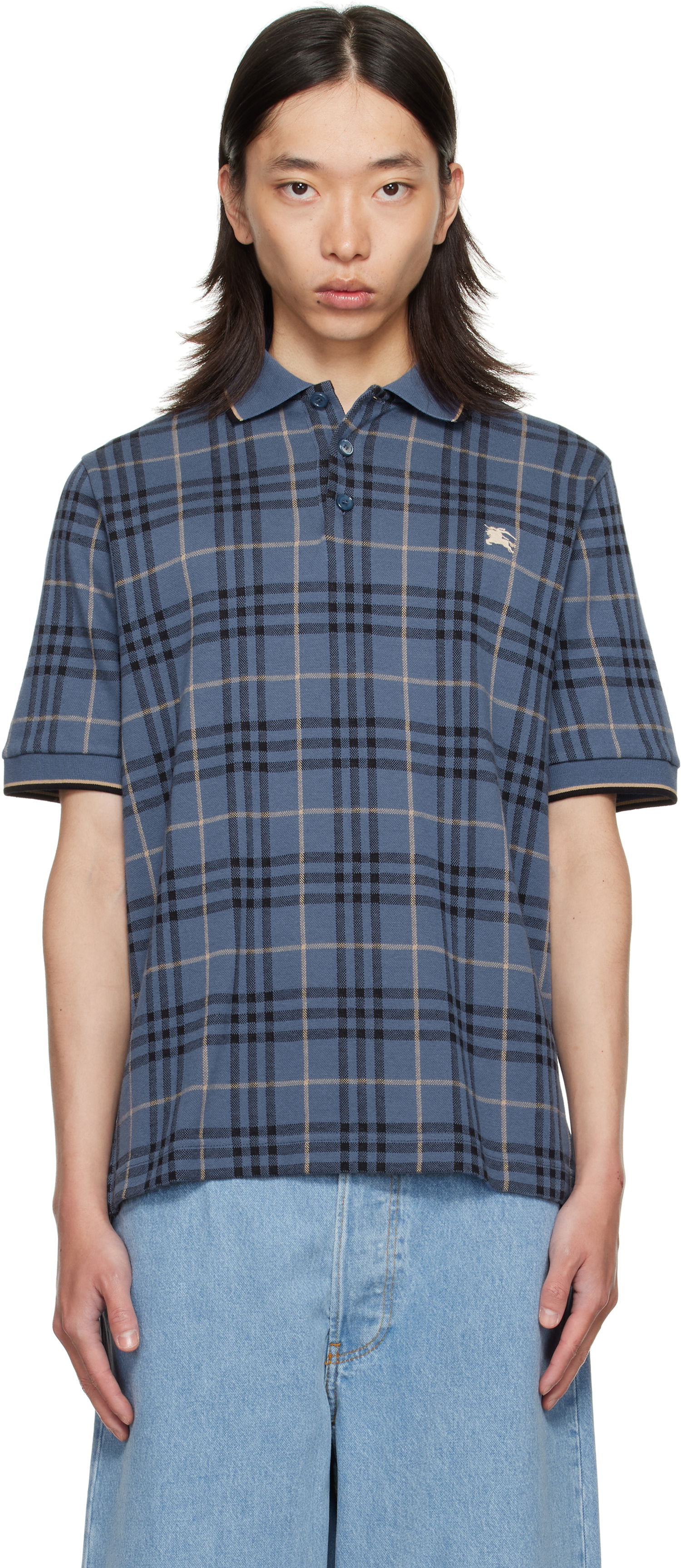 Polo tričko Burberry Burberry Check Cotton Polo Modrá | 8110104, 0