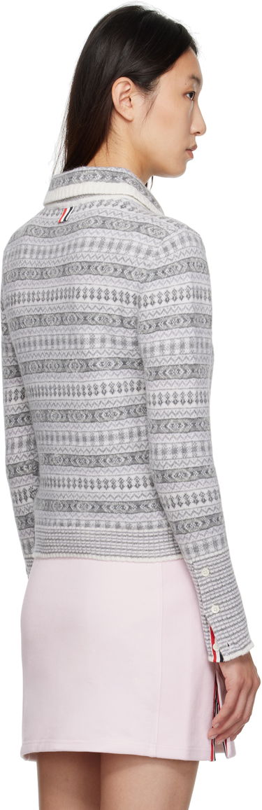 Sveter Thom Browne Thom Browne Wool Flannel & Mohair Jacquard Sweater Šedá | FKA497A-Y1029, 2