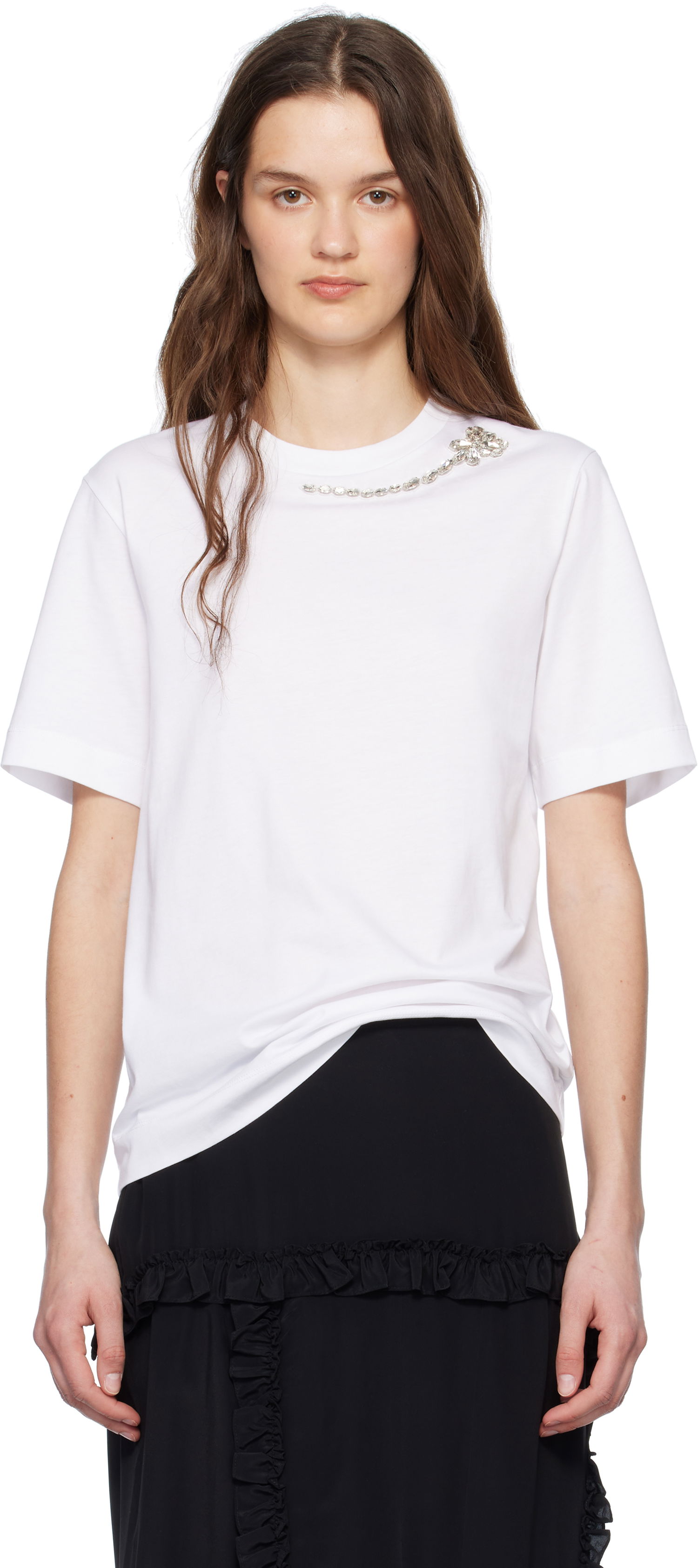 Tričko Simone Rocha Simone Rocha Embellished Flower T-Shirt Biela | 5342B 0553, 0
