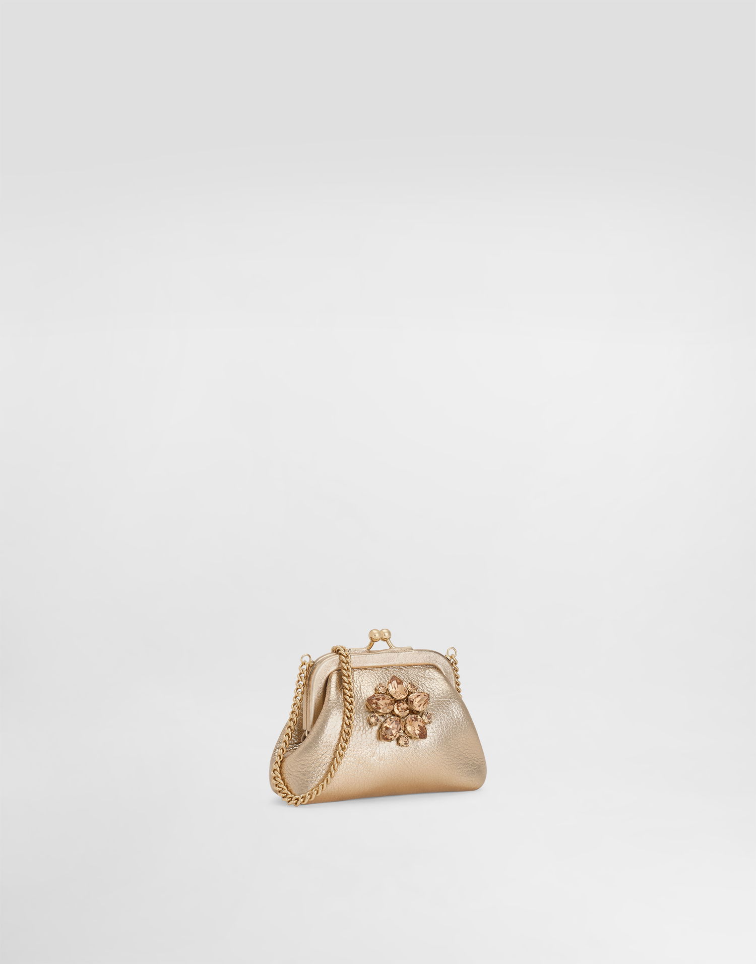 Kabelka Dolce & Gabbana Laminated Calfskin Crystal Embellished Clutch Bag Metalická | EB0007AY81280997, 1