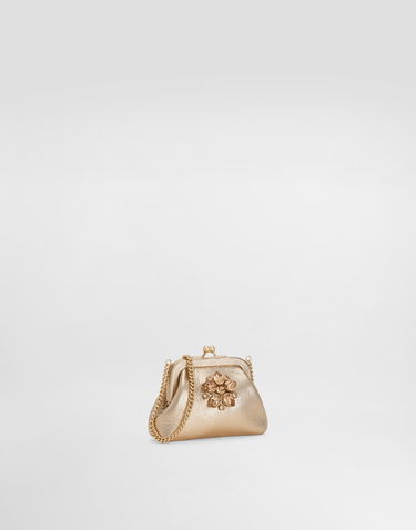 Kabelka Dolce & Gabbana Laminated Calfskin Crystal Embellished Clutch Bag Metalická | EB0007AY81280997, 1