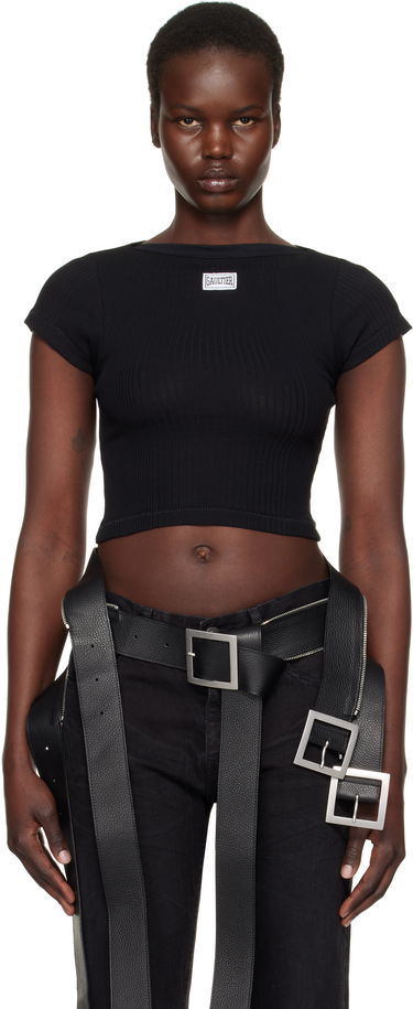 Crop Top Jean Paul Gaultier Jean Paul Gaultier 'The Patch' Ribbed Crop T-Shirt Čierna | 25/33-F-TS105P-J054-00, 0