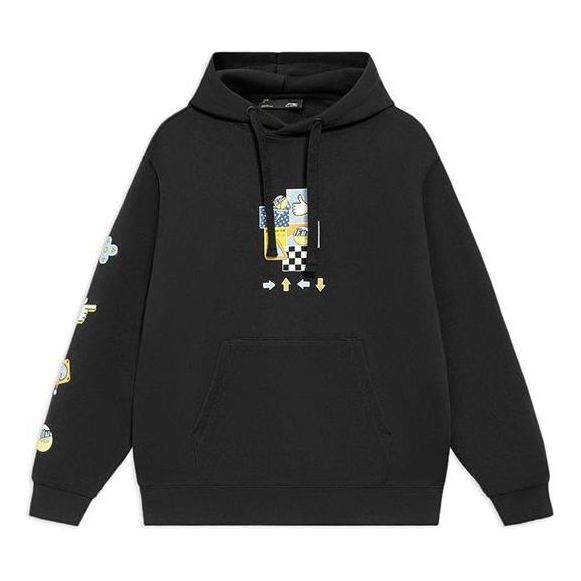 Mikina Li-Ning Sports Living Series Cartoon Pattern Pullover Hoodie Čierna | AWDS592-2