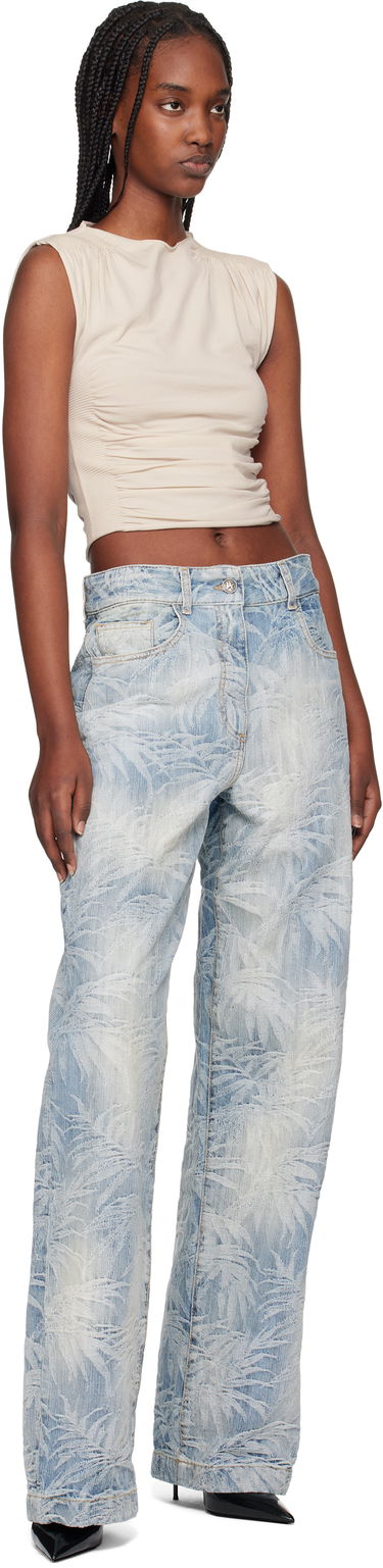 Džínsy Palm Angels Palm Angels Palms Jacquard Loose Jeans Modrá | PWYB041S25DEN0024440, 3
