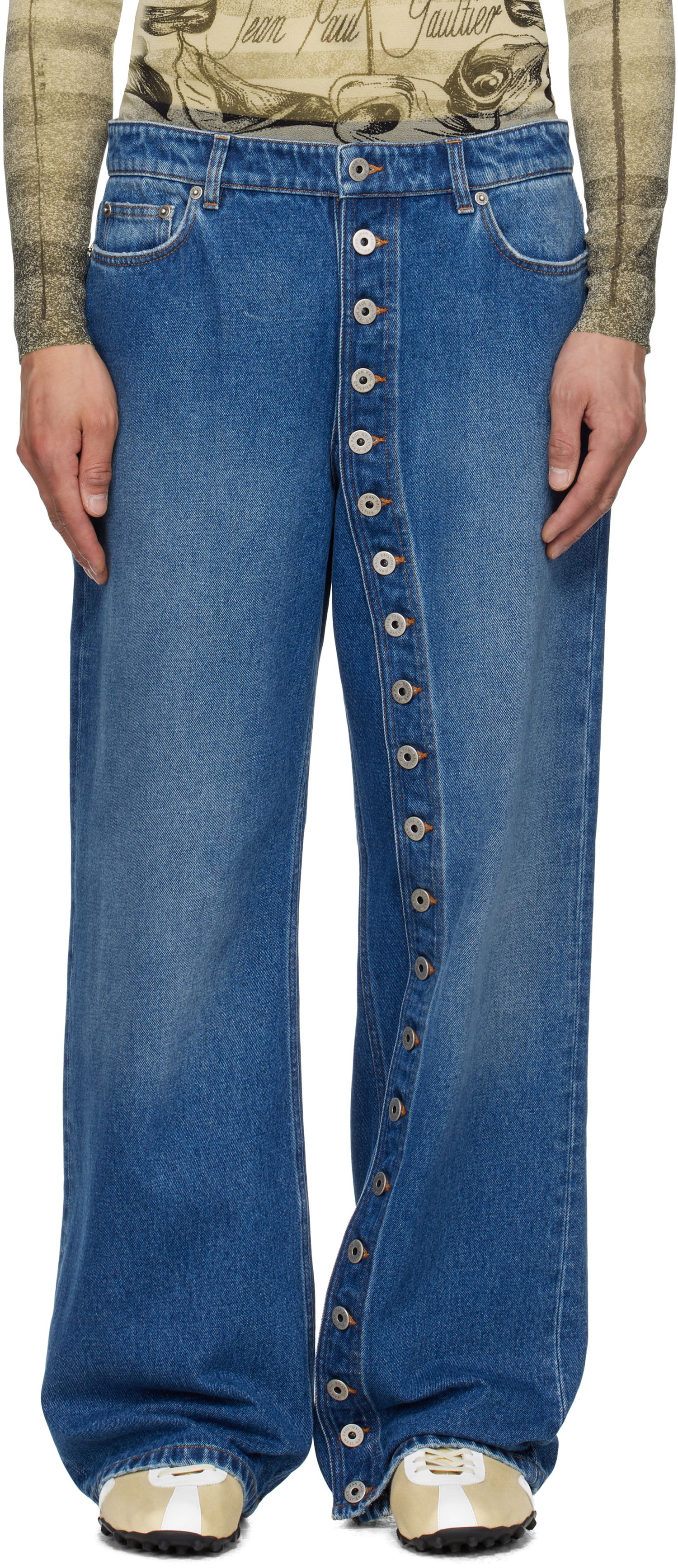 Džínsy Jean Paul Gaultier Jean Paul Gaultier Buttoned Denim Jeans Modrá | 25/34-F-JE175-D013-57, 0