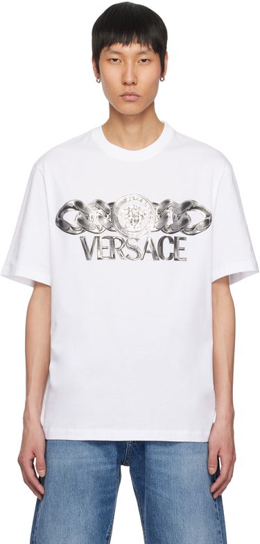 Tričko Versace Versace Medusa On Chain T-Shirt Biela | 1013302_1A13405, 0