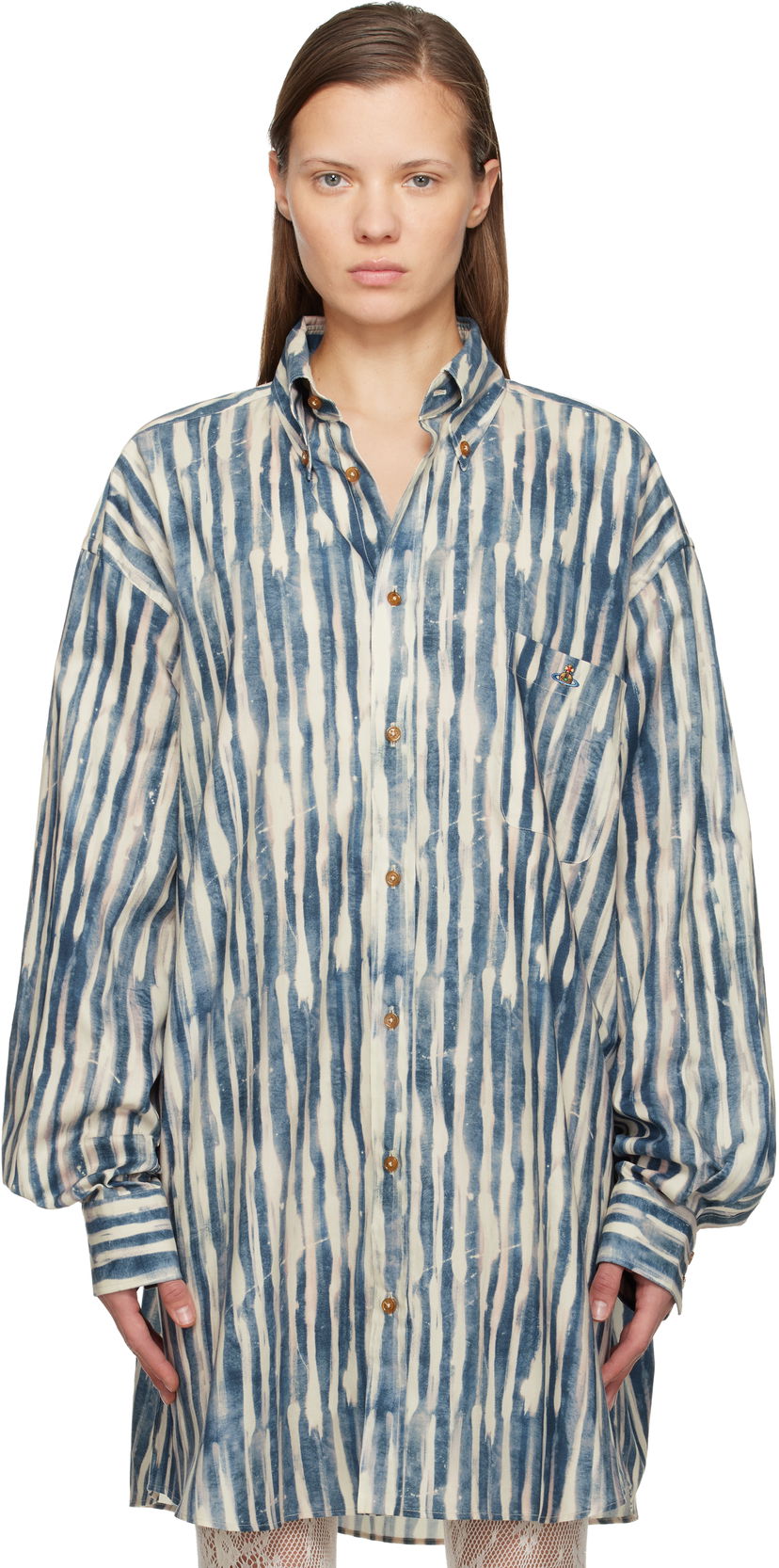 Košeľa Vivienne Westwood Vivienne Westwood Cotton Poplin Hand-Painted Stripe Oversized Shirt Rôznofarebný | 35010021-W018R-
