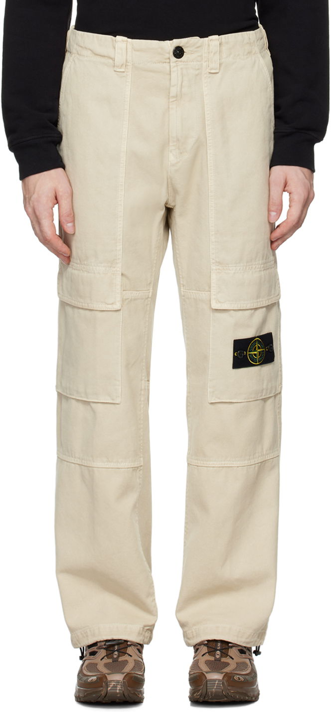 Beige Relaxed-Fit Cargo Pants