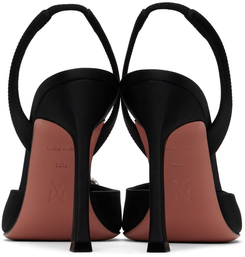 Tenisky a topánky Amina Muaddi Slingback Heels with Crystal Buckle Čierna | CAMELIA SLING 105 SR SATIN, 1