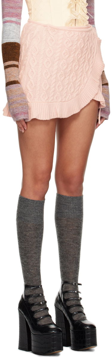 Sukňa GUIZIO Guizio Gemma Knit Wrap Miniskirt Ružová | F23614S004, 1