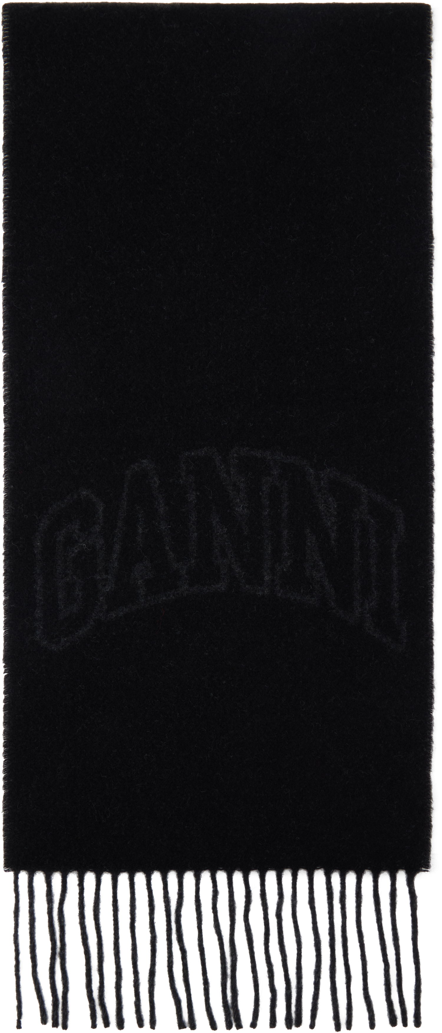 Šál GANNI Ganni Fringed Wool Scarf Čierna | A6423, 0