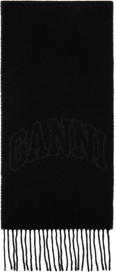 Šál GANNI Ganni Fringed Wool Scarf Čierna | A6423, 0