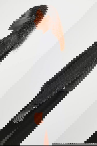 Bunda Carhartt WIP Rylan Transitional Oversize Cropped Pinstripe Denim Jacket Čierna | I035571.32I06, 1