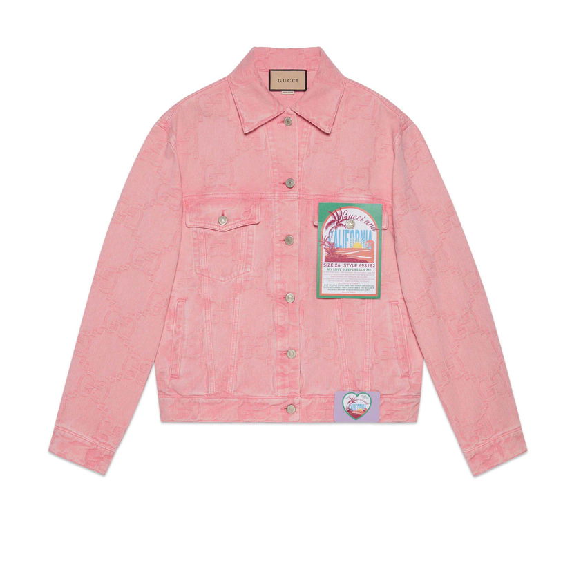Bunda Gucci California GG Supreme Pattern Denim Jacket Pink Ružová | 678791 XDBZK 5739
