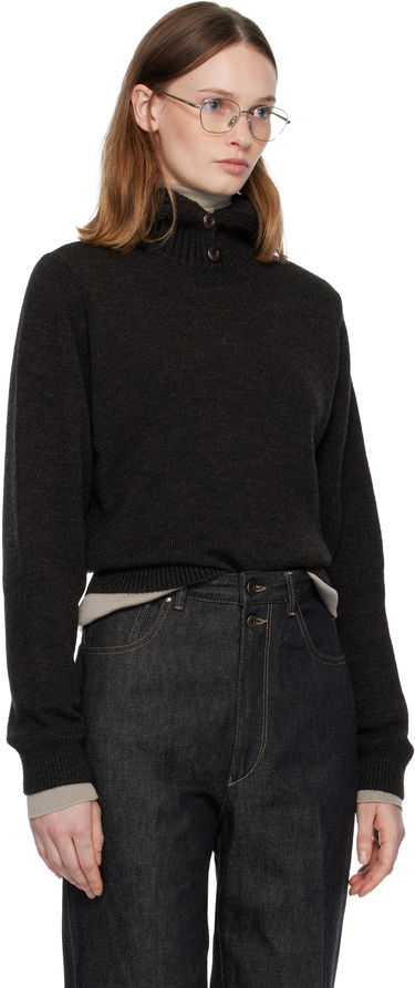 Sveter LEMAIRE Ribbed Mock-Neck Button Sweater Čierna | TO1410 LK1028, 1