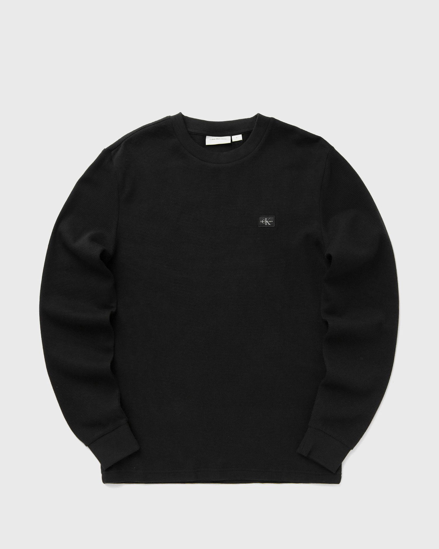Sveter CALVIN KLEIN Calvin Klein Jeans Woven Label Waffle Long Sleeve T-Shirt Čierna | J30J327117BEH, 0