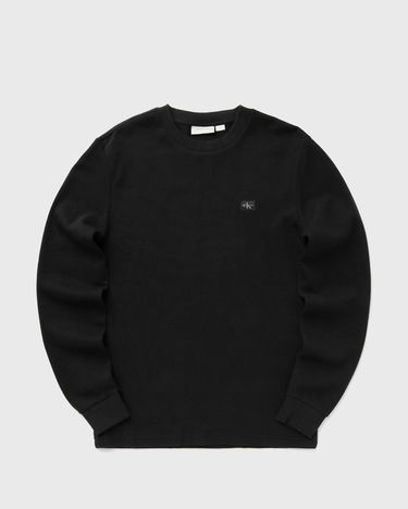 Sveter CALVIN KLEIN Calvin Klein Jeans Woven Label Waffle Long Sleeve T-Shirt Čierna | J30J327117BEH, 0