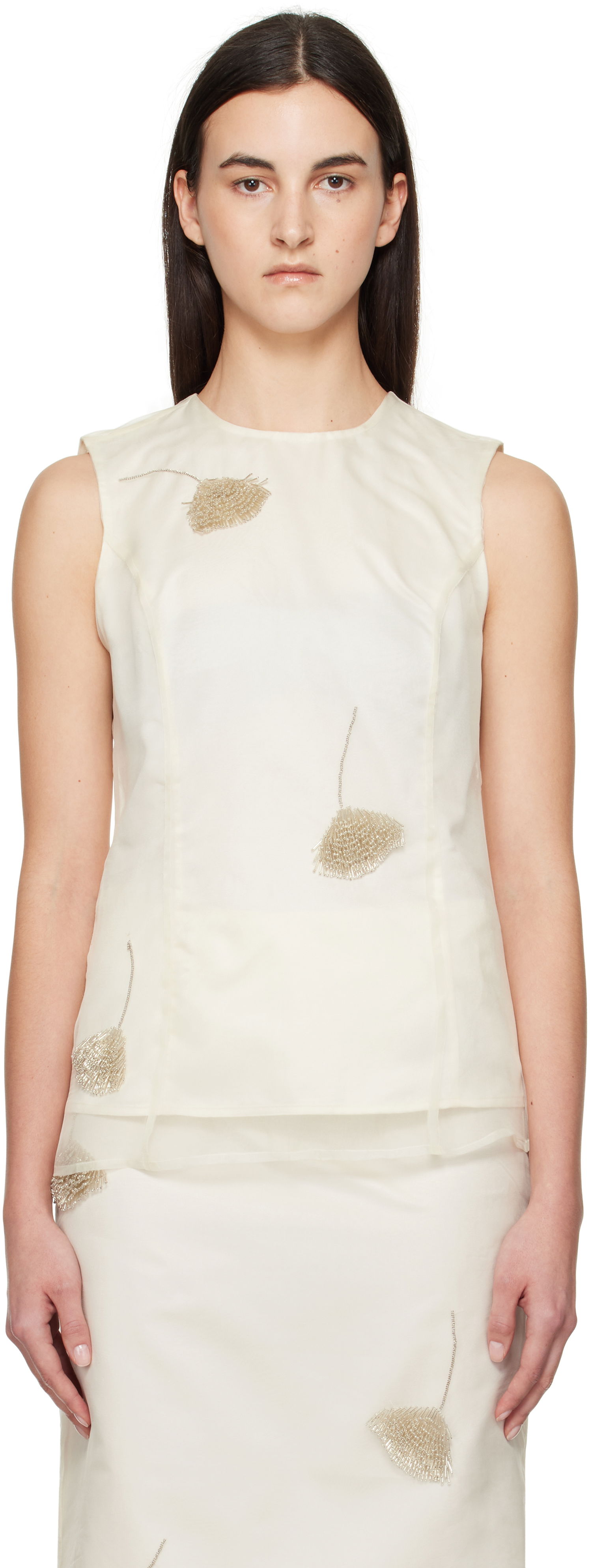 Šaty Róhe Róhe Embellished Tulip Organza Top Biela | 414-20-148, 0