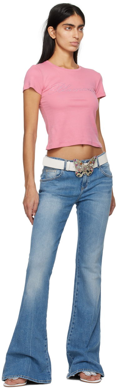 Tričko Blumarine Crystal-Cut Cropped T-Shirt Ružová | P422T054A, 3