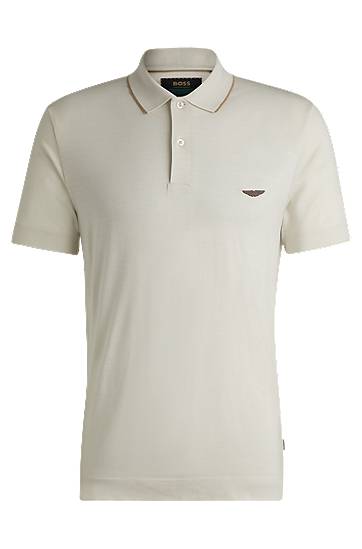 Polo tričko BOSS BOSS x ASTON MARTIN Merino Wool Polo Shirt Béžová | 50529625, 0