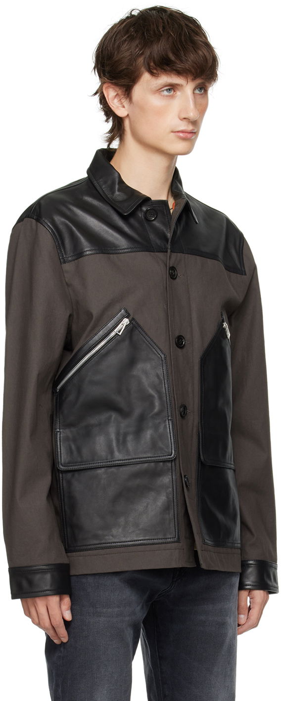 Bunda Paul Smith PS Paul Smith Paneled Leather Jacket Šedá | M2R-319YL-L21450, 1