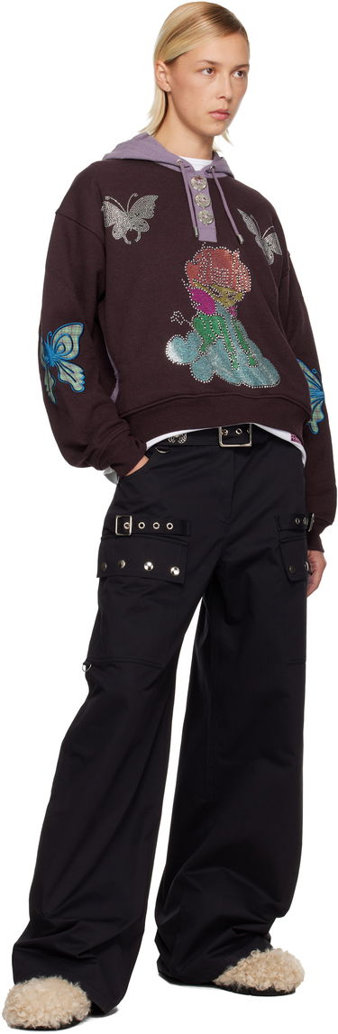 Mikina Chopova Lowena Chopova Lowena Quimby Rhinestone Butterfly Hoodie Hnedá | 5265, 3