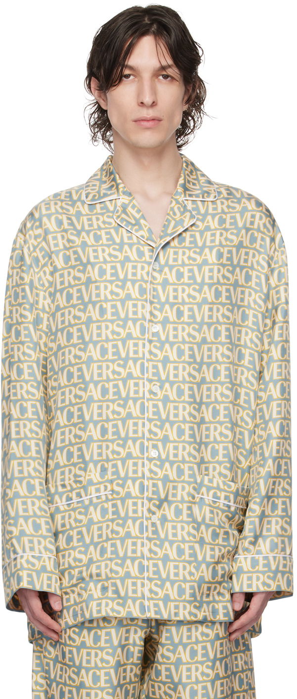 Pyžamo Versace Versace Allover Print Pyjama Shirt Modrá | 1005376_1A07866, 0