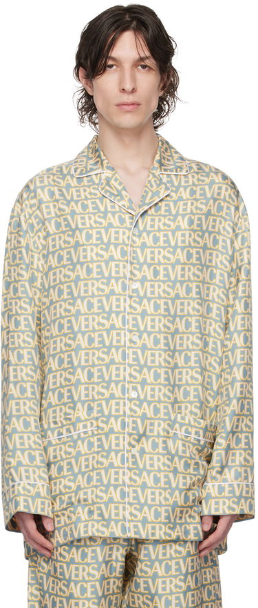 Pyžamo Versace Versace Allover Print Pyjama Shirt Modrá | 1005376_1A07866, 0